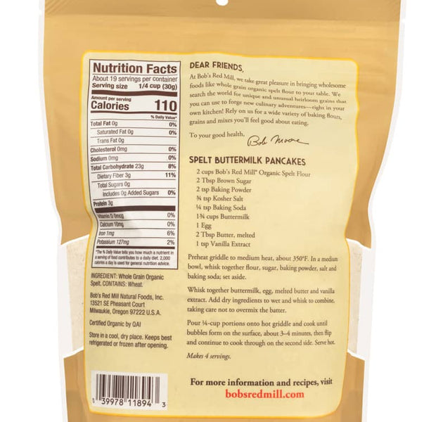 BRM Organic Spelt Flour 20 OZS
