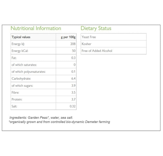 Clear Spring Demeter Organic Garden Peas 350g
