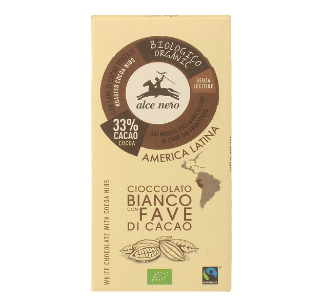 Alce Nero CB100FA Organic GF White chocolate with Cacao nibs 100 g