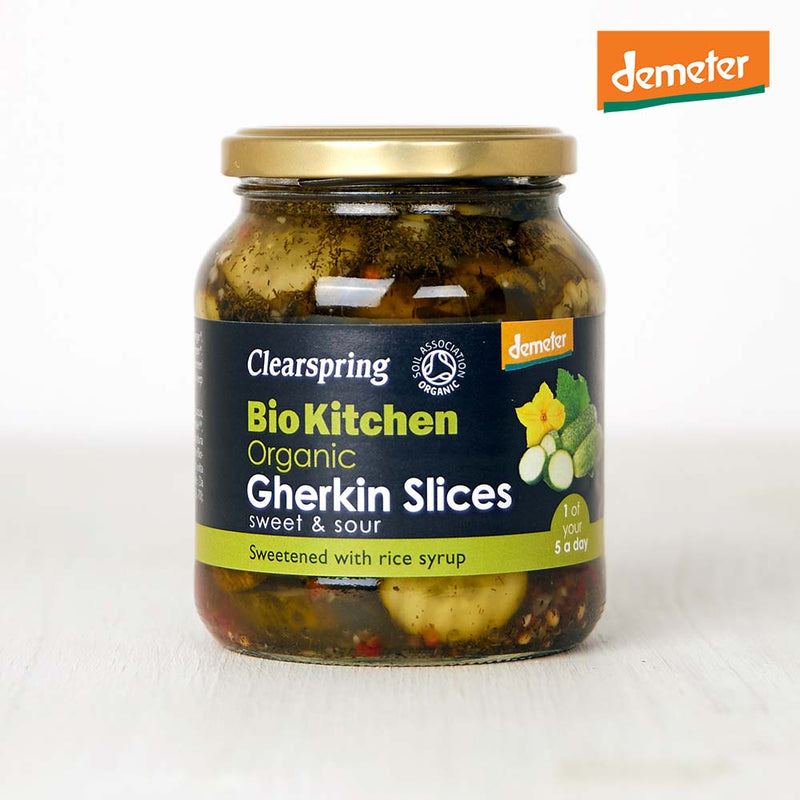 Clear Spring Demeter Organic Gherkin Slices Sweet & Sour 350g