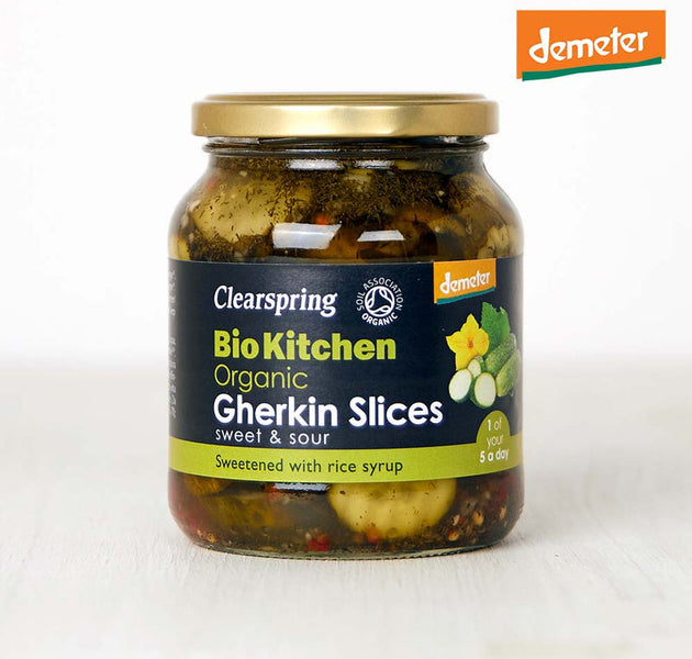 Clear Spring Demeter Organic Gherkin Slices Sweet & Sour 350g