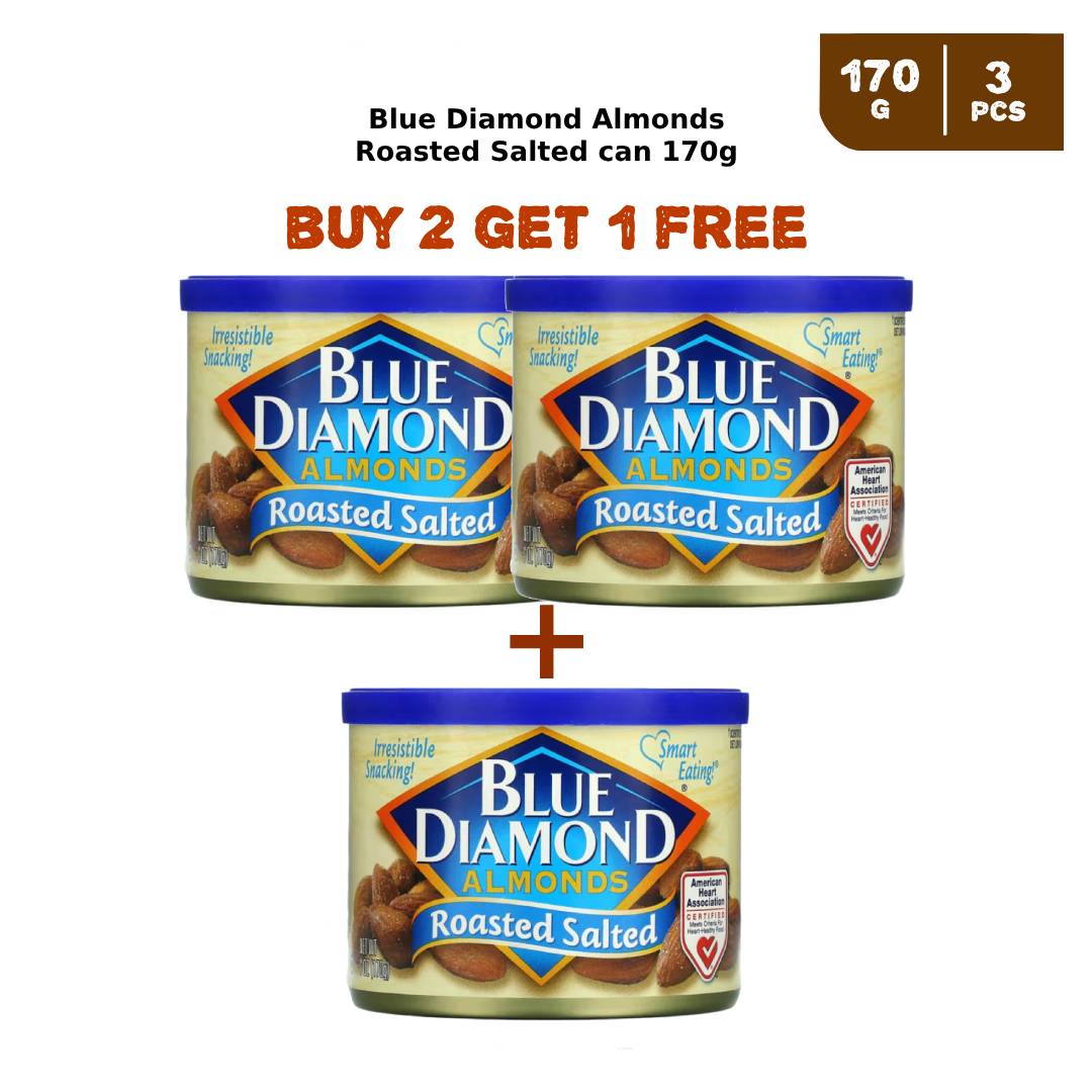 Blue Diamond Almonds Roasted Salted can 170g (2 + 1 Free)