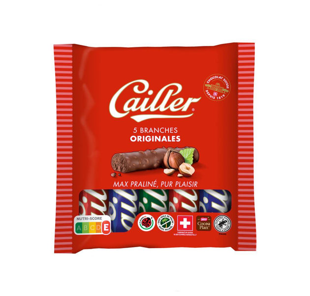 CAILLER BRANCHES Praline mass coated with 22% chocolate and 5% hazelnuts. 115g