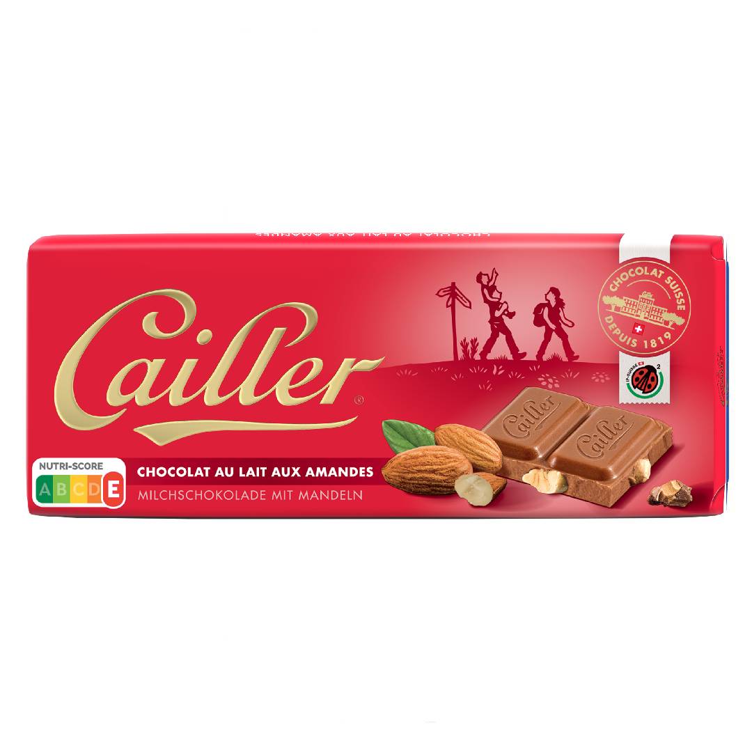 CAILLER Milk chocolate with ground almonds (16%) and crushed almonds (15%) Tab 100g