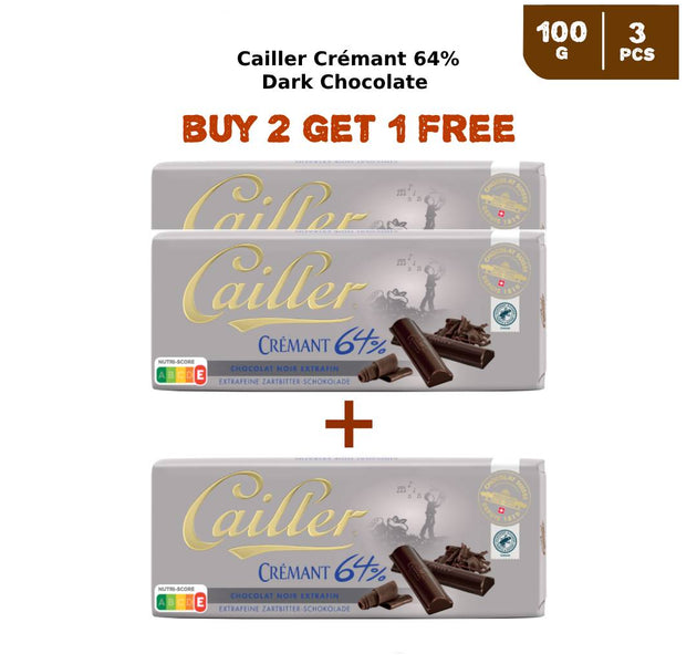 Cailler Crémant 64% Dark Chocolate 100g (2 + 1 Free)