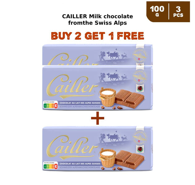 CAILLER Milk chocolate from the Swiss Alps Tab 100g  (2 + 1 Free)
