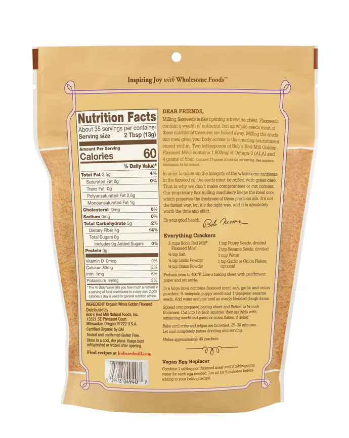 BRM GF Organic Flaxseeds Meal Golden 16 OZS