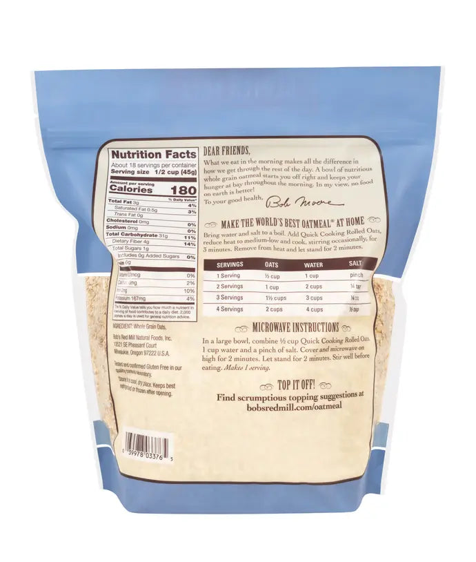 BRM GF Rolled Oats Quick 28 OZS