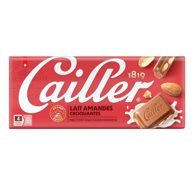 CAILLER Milk chocolate with ground almonds (16%) and crushed almonds (15%) Tab 100g