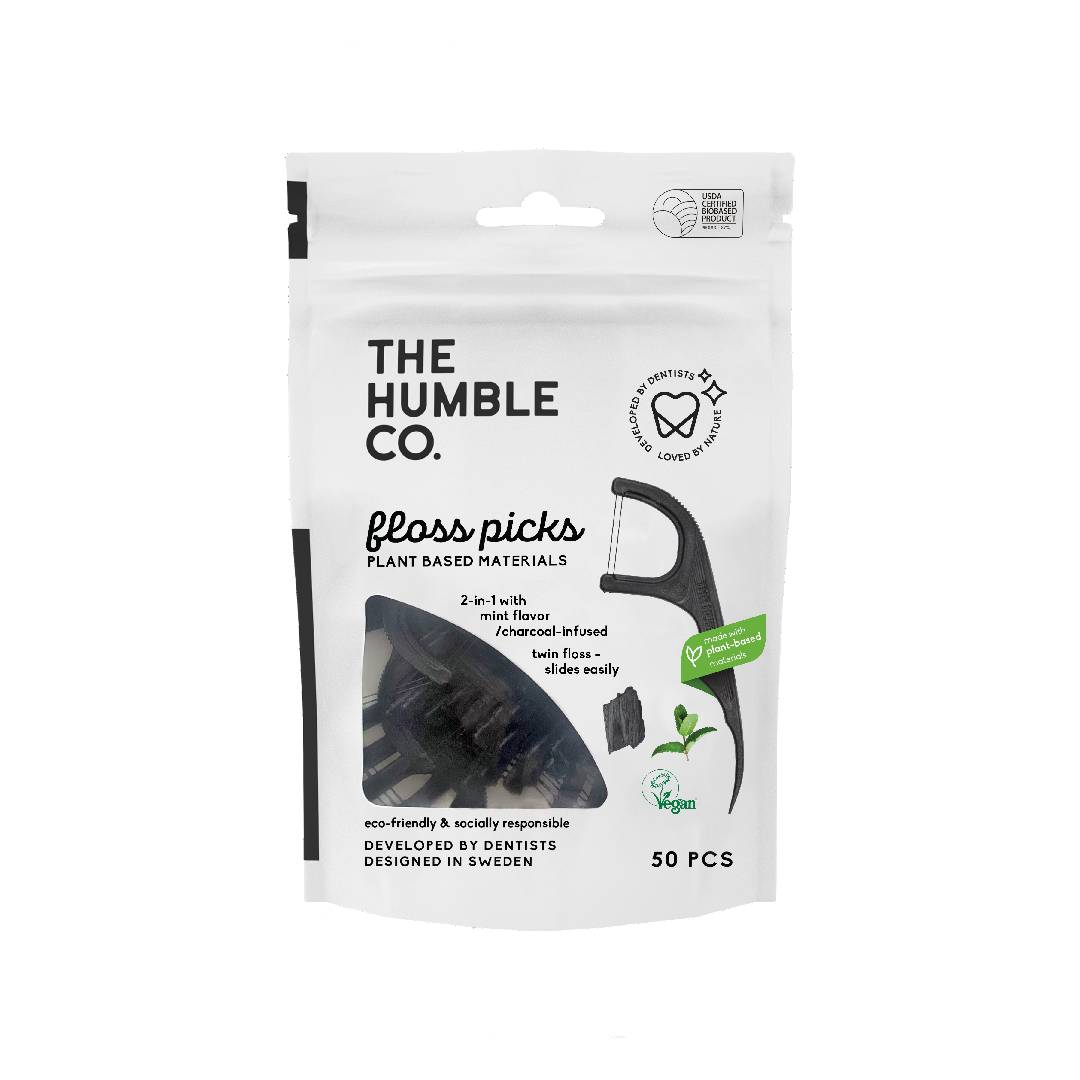 Hubmle Dental Floss Picks Charcoal with Mint flavour Packet
