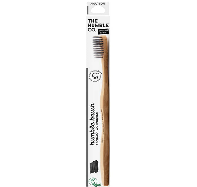 Humble Bamboo Charcoal Toothbrush Adult Soft Black Packet