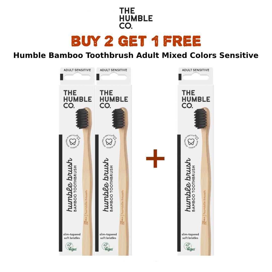 Humble Bamboo Toothbrush Adult Mixed Colors Sensitive Packet (2 + 1 Free)