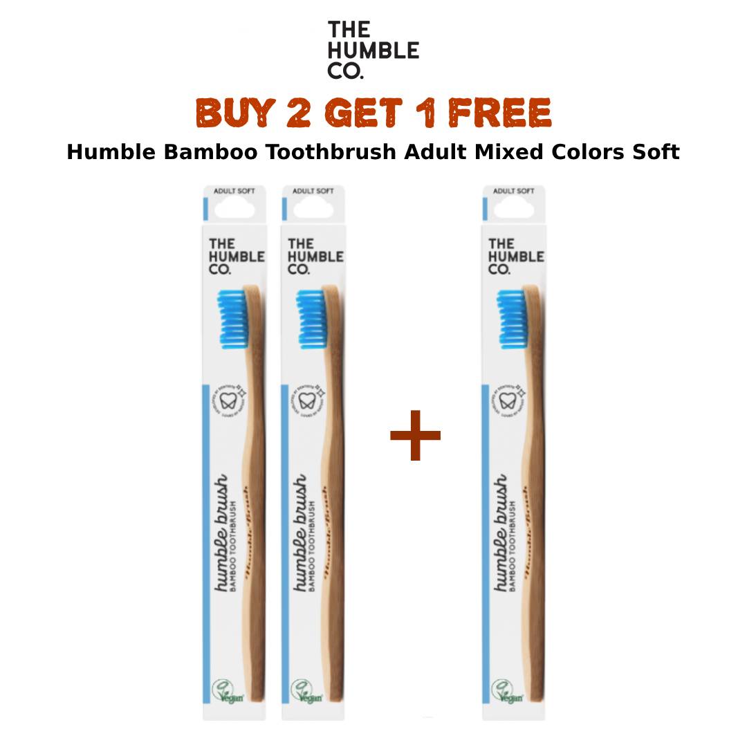 Humble Bamboo Toothbrush Adult Mixed Colors Soft Packet (2 + 1 Free)