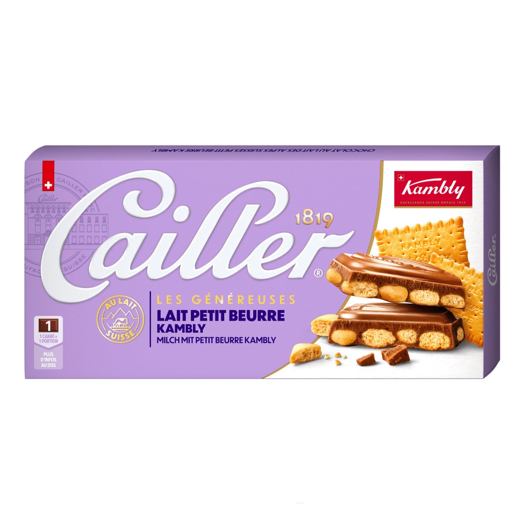 CAILLER Kambly Milk chocolate from the Swiss Alps with biscuit pieces 180g