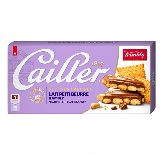 CAILLER Kambly Milk chocolate from the Swiss Alps with biscuit pieces 180g