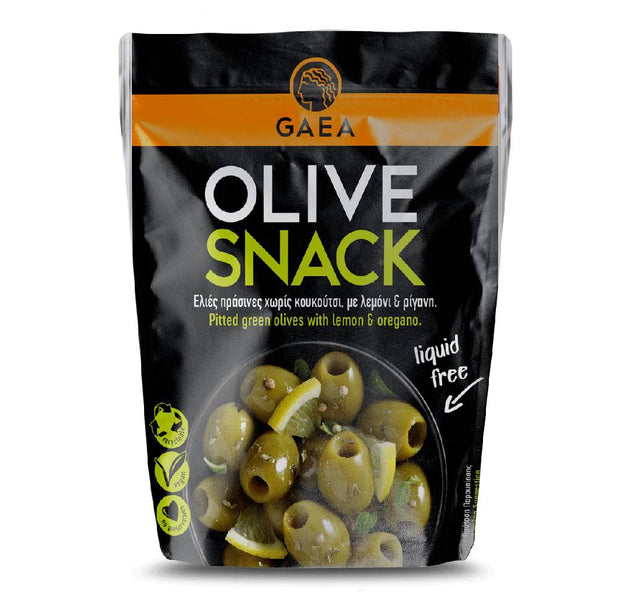 GAEA Pitted Green Olives with Lemon and Oregano Snack 65g