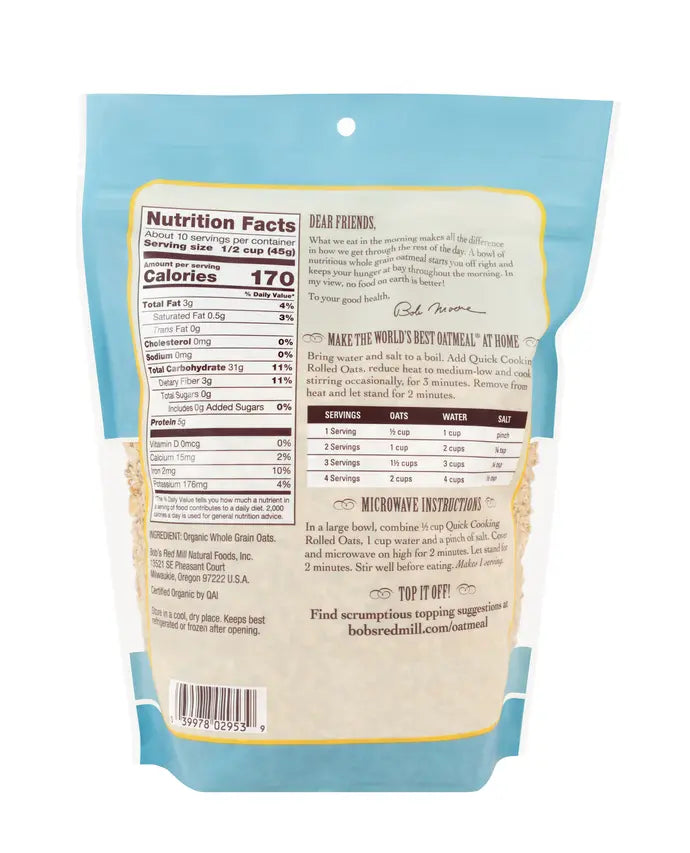 BRM Organic Oats Rolled Quick 16 OZS