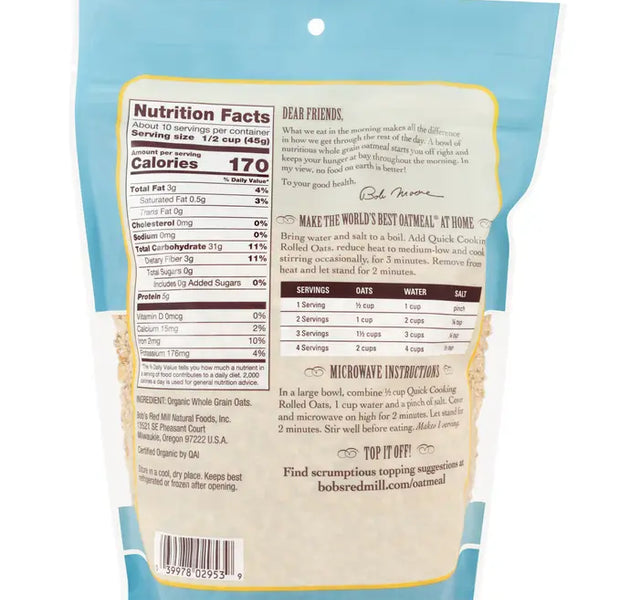 BRM Organic Oats Rolled Quick 16 OZS