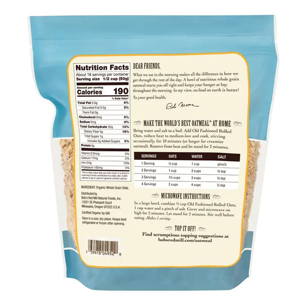 BRM Organic Oats Rolled Regular Old Fashion 32 Oz