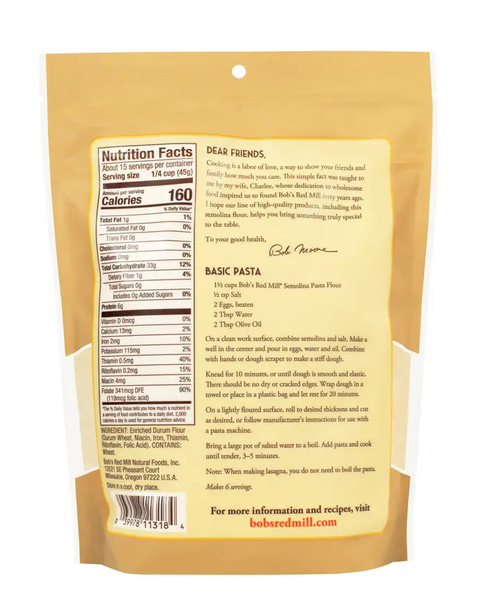 BRM Semolina Pasta Flour 24 OZS