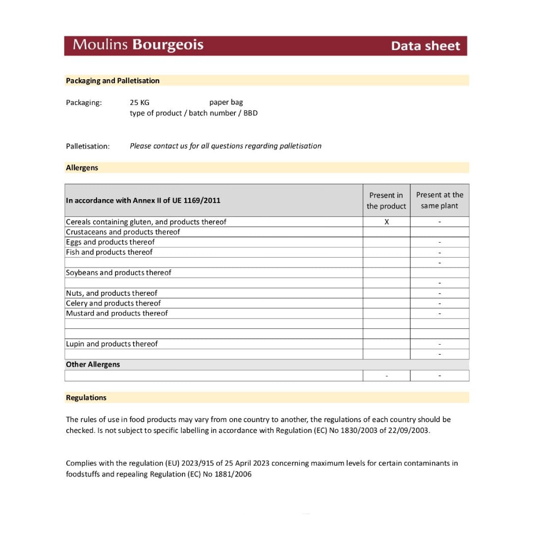Moulins Bourgeois Wheat Flour T45 For Pastry 25Kg