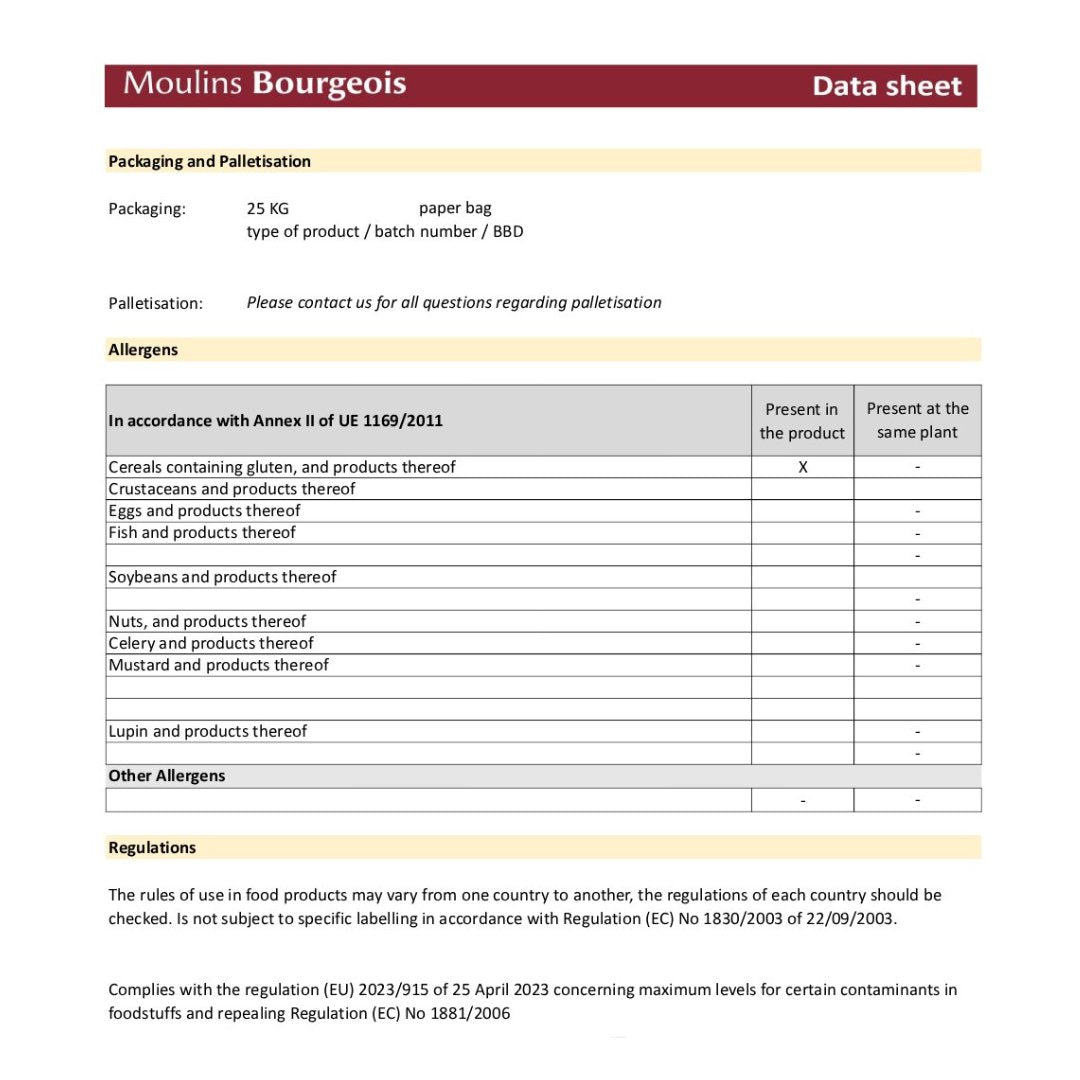 Moulins Bourgeois Wheat Flour T65 Tradition La Sauvage 25Kg