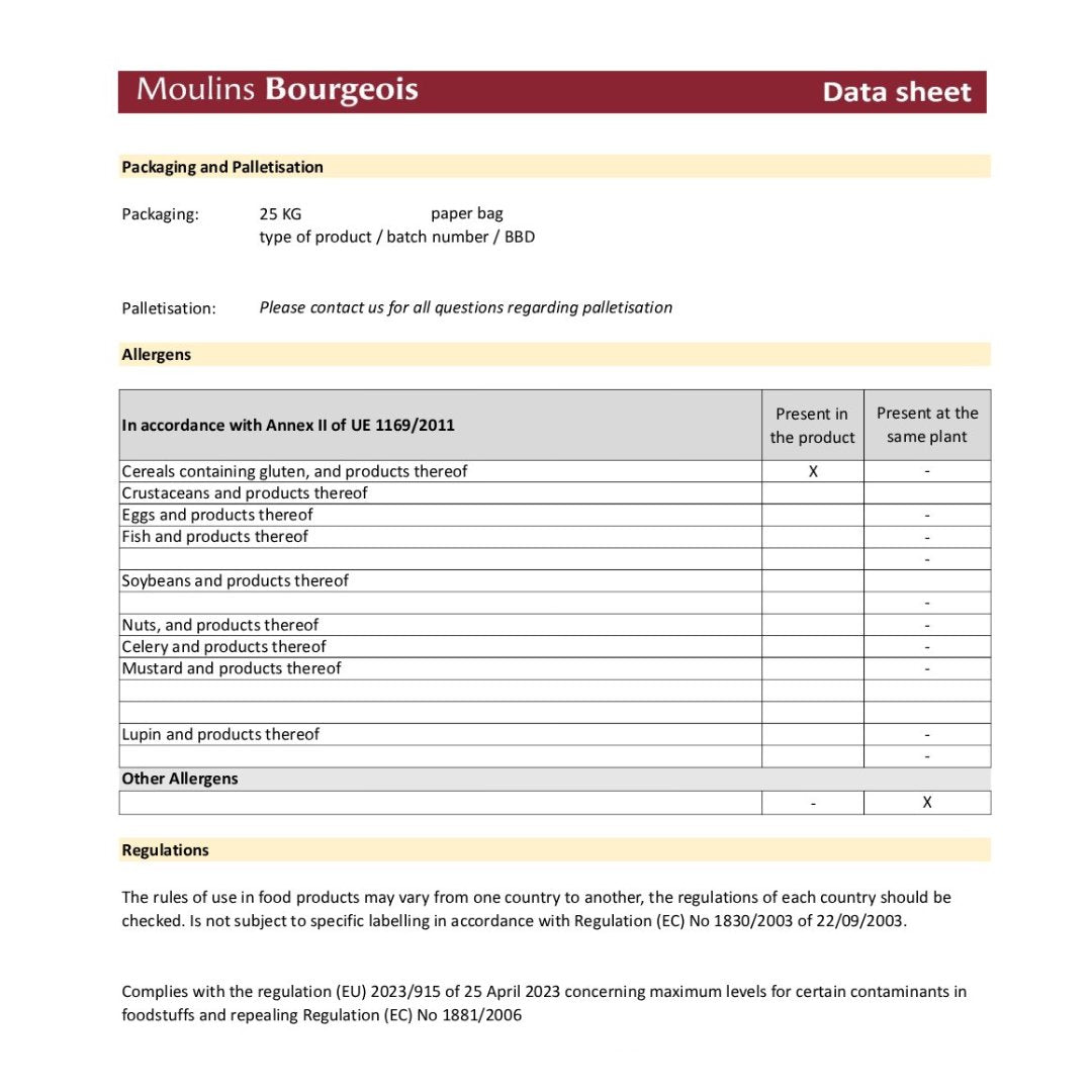 Moulins Bourgeois Wheat Flour T80 Stone Ground 25Kg