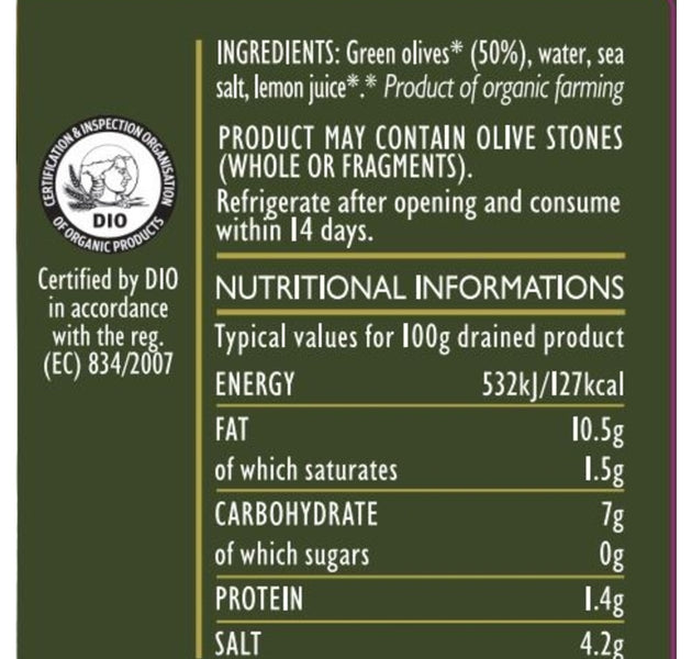 Gaea Organic Pitted Green Olives 290G